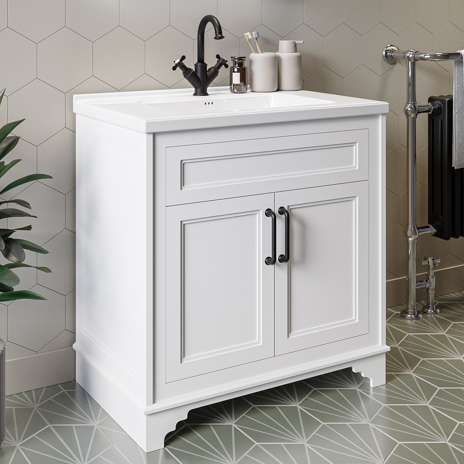 White Vanity Unit with Basin