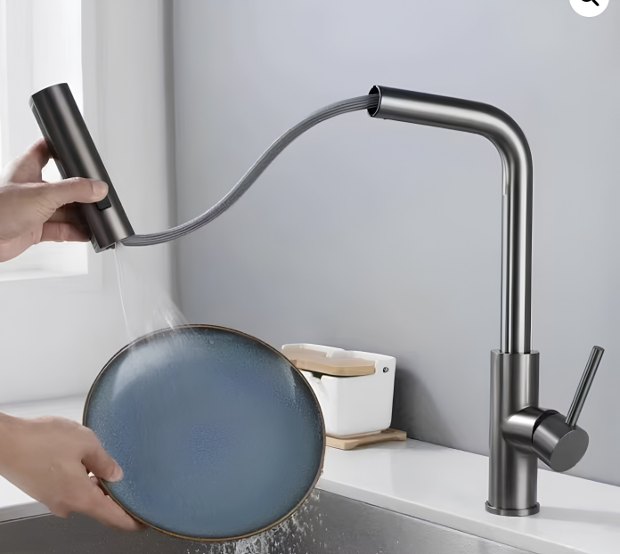Modern Kitchen 3 way Kitchen Faucet Gun Metal
