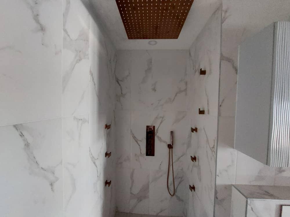 Unique Rose Gold Shower with Body Jets